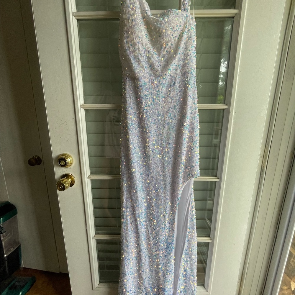 Elegant White Sequin Gown